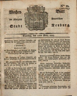 Wochenblatt der Königlich Baierischen Stadt Neuburg (Neuburger Wochenblatt) Samstag 22. März 1828