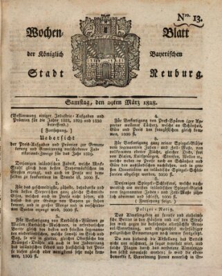 Wochenblatt der Königlich Baierischen Stadt Neuburg (Neuburger Wochenblatt) Samstag 29. März 1828