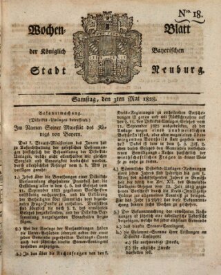 Wochenblatt der Königlich Baierischen Stadt Neuburg (Neuburger Wochenblatt) Samstag 3. Mai 1828