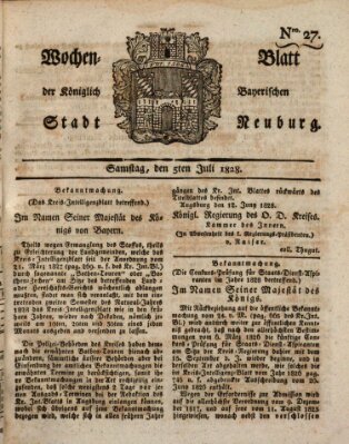 Wochenblatt der Königlich Baierischen Stadt Neuburg (Neuburger Wochenblatt) Samstag 5. Juli 1828