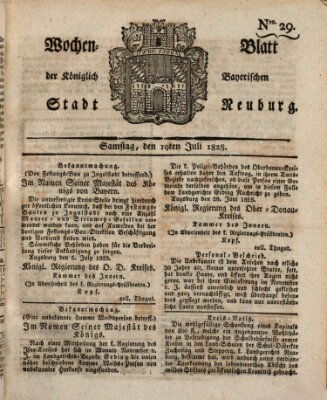 Wochenblatt der Königlich Baierischen Stadt Neuburg (Neuburger Wochenblatt) Samstag 19. Juli 1828