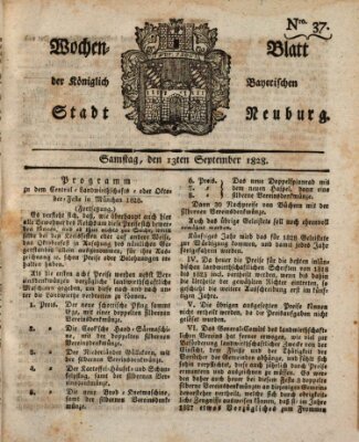 Wochenblatt der Königlich Baierischen Stadt Neuburg (Neuburger Wochenblatt) Samstag 13. September 1828