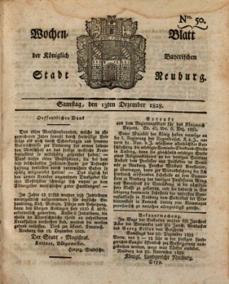 Wochenblatt der Königlich Baierischen Stadt Neuburg (Neuburger Wochenblatt) Samstag 13. Dezember 1828