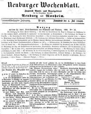 Neuburger Wochenblatt Samstag 5. Juli 1862