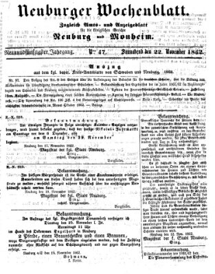 Neuburger Wochenblatt Samstag 22. November 1862