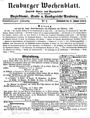 Neuburger Wochenblatt Samstag 2. Januar 1864