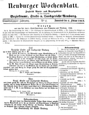 Neuburger Wochenblatt Samstag 6. Februar 1864