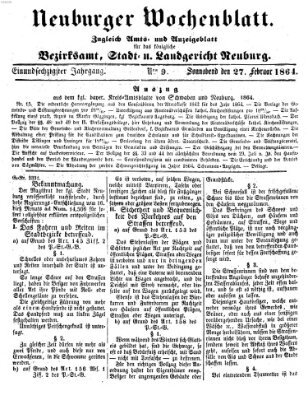 Neuburger Wochenblatt Samstag 27. Februar 1864