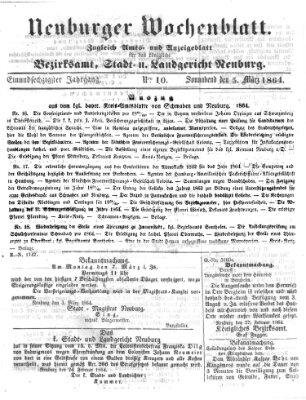 Neuburger Wochenblatt Samstag 5. März 1864