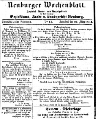 Neuburger Wochenblatt Samstag 26. März 1864