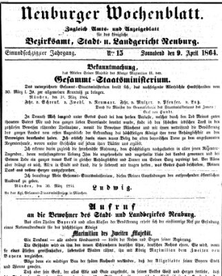 Neuburger Wochenblatt Samstag 9. April 1864