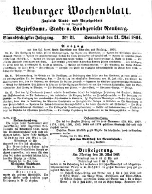 Neuburger Wochenblatt Samstag 21. Mai 1864