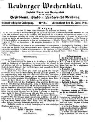 Neuburger Wochenblatt Samstag 11. Juni 1864