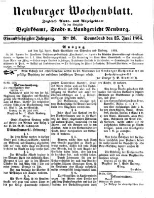 Neuburger Wochenblatt Samstag 25. Juni 1864