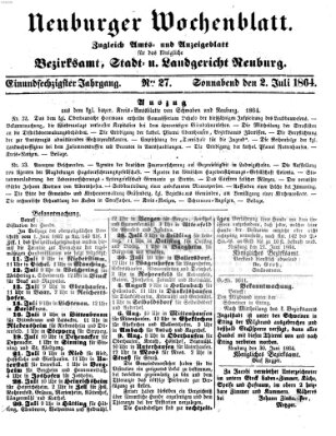 Neuburger Wochenblatt Samstag 2. Juli 1864