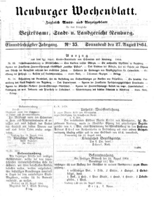 Neuburger Wochenblatt Samstag 27. August 1864