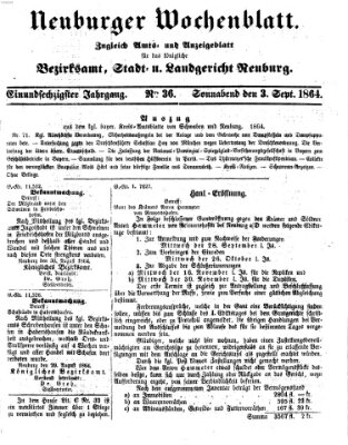 Neuburger Wochenblatt Samstag 3. September 1864
