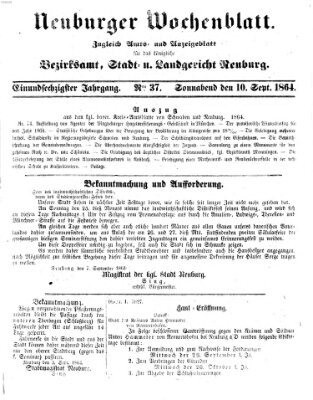 Neuburger Wochenblatt Samstag 10. September 1864