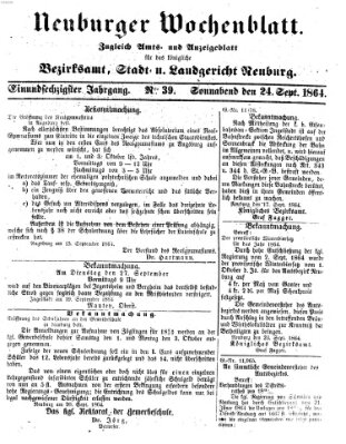 Neuburger Wochenblatt Samstag 24. September 1864