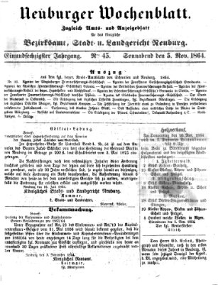 Neuburger Wochenblatt Samstag 5. November 1864