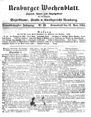 Neuburger Wochenblatt Samstag 12. November 1864