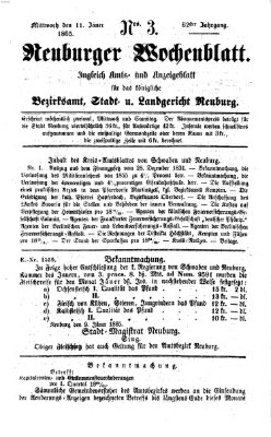 Neuburger Wochenblatt Mittwoch 11. Januar 1865