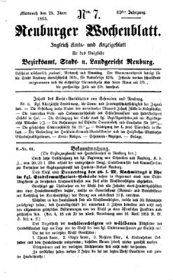 Neuburger Wochenblatt Mittwoch 25. Januar 1865