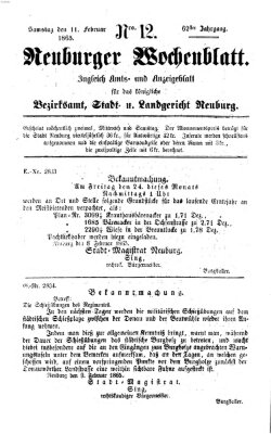 Neuburger Wochenblatt Samstag 11. Februar 1865