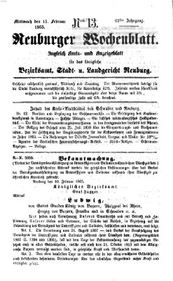 Neuburger Wochenblatt Mittwoch 15. Februar 1865