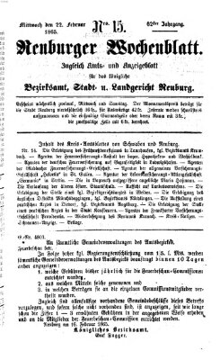 Neuburger Wochenblatt Mittwoch 22. Februar 1865