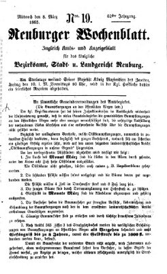 Neuburger Wochenblatt Mittwoch 8. März 1865