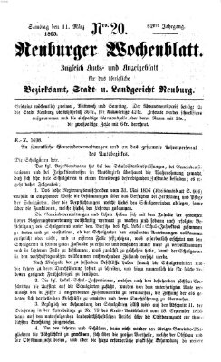 Neuburger Wochenblatt Samstag 11. März 1865