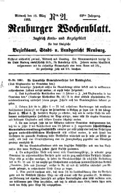 Neuburger Wochenblatt Mittwoch 15. März 1865