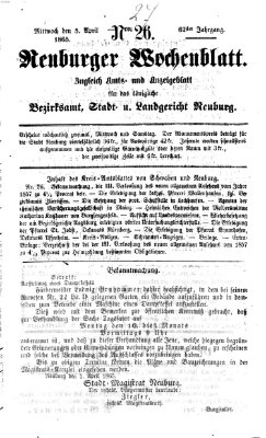 Neuburger Wochenblatt Mittwoch 5. April 1865