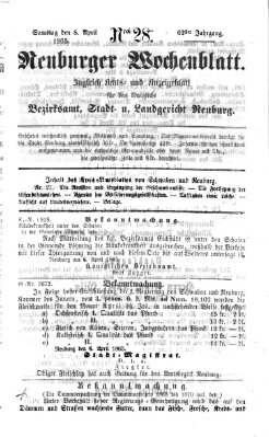 Neuburger Wochenblatt Samstag 8. April 1865