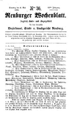 Neuburger Wochenblatt Samstag 6. Mai 1865