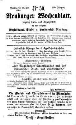 Neuburger Wochenblatt Samstag 24. Juni 1865