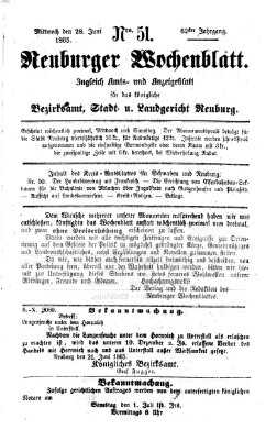 Neuburger Wochenblatt Mittwoch 28. Juni 1865