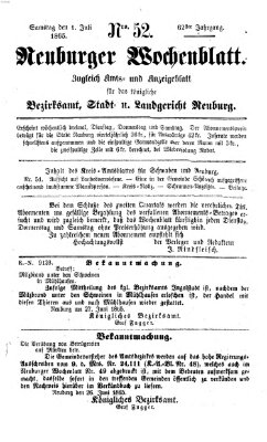 Neuburger Wochenblatt Samstag 1. Juli 1865