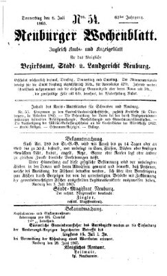 Neuburger Wochenblatt Donnerstag 6. Juli 1865