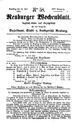 Neuburger Wochenblatt Samstag 15. Juli 1865