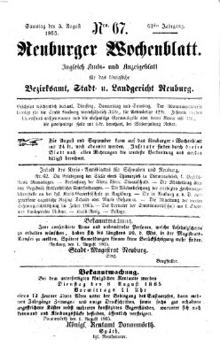 Neuburger Wochenblatt Samstag 5. August 1865