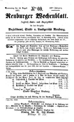 Neuburger Wochenblatt Donnerstag 10. August 1865