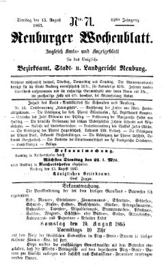 Neuburger Wochenblatt Dienstag 15. August 1865