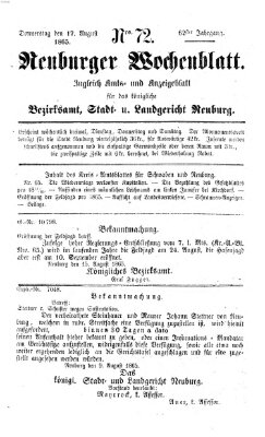 Neuburger Wochenblatt Donnerstag 17. August 1865