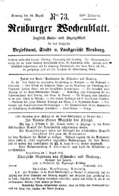 Neuburger Wochenblatt Samstag 19. August 1865