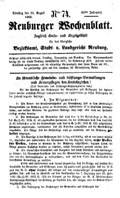 Neuburger Wochenblatt Dienstag 22. August 1865