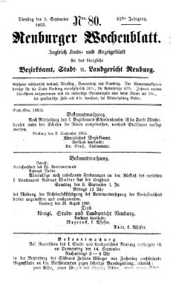 Neuburger Wochenblatt Dienstag 5. September 1865