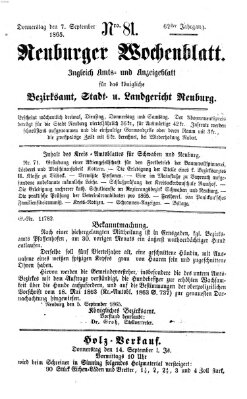 Neuburger Wochenblatt Donnerstag 7. September 1865