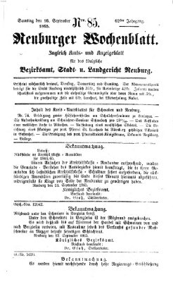 Neuburger Wochenblatt Samstag 16. September 1865